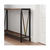 gaomon Console Table, 43.0" Entryway Table with Storage, Industrial Sofa Table with V Design