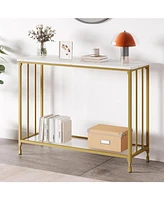 gaomon Console Table - 11.8" D x 33.5" W x 31.9" H, 2 Gold Shelves