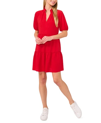 CeCe Women's Short Sleeve Tiered V-Neck Baby Doll Dress