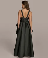 Donna Karan New York Women's Straight-Neck Bow-Trim Ballgown