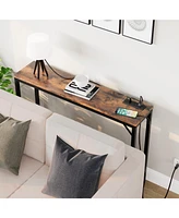 gaomon Console Table with Power Outlets & Usb Ports, Narrow Sofa Table with Charging Station