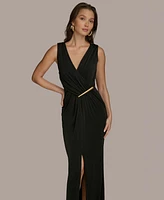 Donna Karan New York Women's Faux-Wrap Embellished Gown