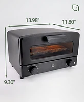 Willow Kitchen Compact Toaster Oven - Toasts and Bakes with 4 Slice or 9" Pizza Capacity, Crumb Tray, Baking Rack