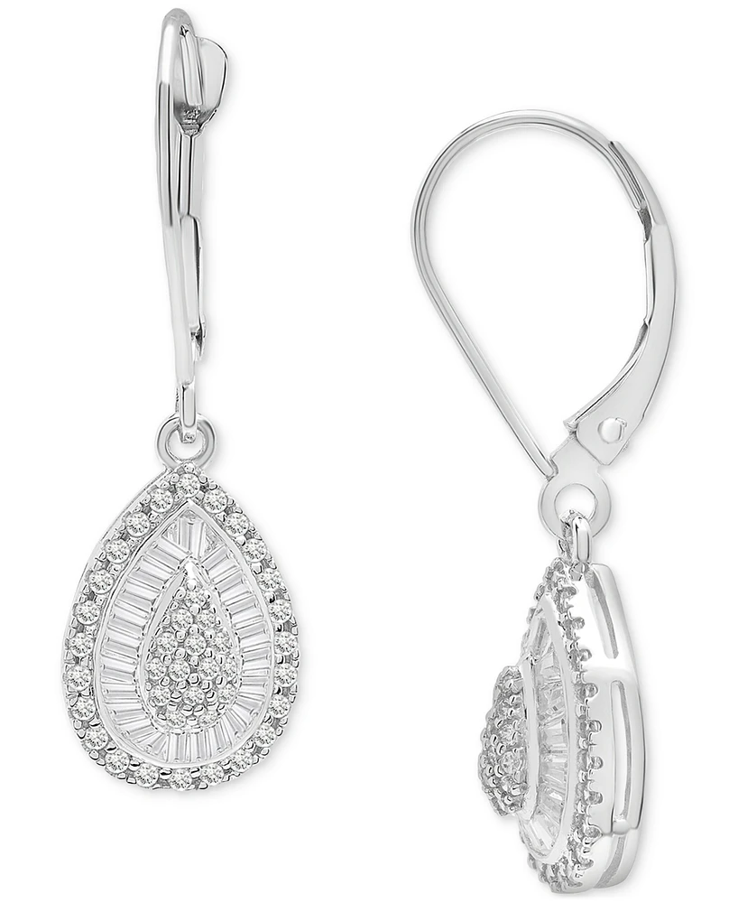 Diamond Cluster Pear-Shape Drop Earrings (1/2 ct. t.w.) in 14k White Gold, Exclusively at Macy's