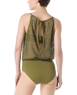 Carmen Marc Valvo Women's High-Neck One-Piece Swimsuit