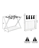Costway Set of Folding Metal Luggage Rack Suitcase Shoe Holder Hotel Guestroom withShelf
