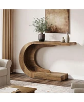 Tribesigns 43.3" C-Shaped Console Table, Mid-Century Modern Wood Entryway Hallway Table, Heavy-Duty Entry Accent Table for Hall, Living Room, Entrance