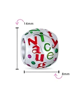 Bling Jewelry Naughty Nice Christmas Charm Bead Crystal Spacer for Bracelet