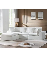 Tribesigns Modern Modular Sectional Sofa, 118" L-Shaped Sofa Couch with 3 Pillows and Ottoman, Modern Extra Deep Seat Couches for Living Room (White,
