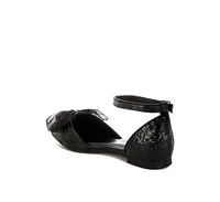 Rag & Co Clarice Sheer Bow Detail Glitter Flat Sandals