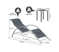 gaomon Outdoor Patio Chaise Lounge Set of 2, 3 Pieces Pool Lounge Chairs with Arm & Side Table, Beach Sunbathing Lawn Aluminum Chairs for Outside, Bac