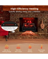 Skonyon 20 Inch Electric Fireplace Heater with Realistic Pinewood Ember Bed