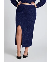 Eloquii Plus Metallic Sweater Skirt With Slit