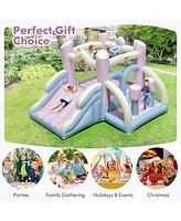 Costway Macron Pastel Bounce House with Slide Basketball Hoop Boxing Blower Not Included