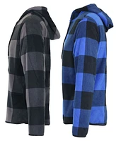 Galaxy By Harvic Men's Modern Fit Heavyweight Polar Fleece Plaid Hoodie with Sherpa Lining-2 Pack