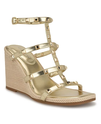 Nine West Women's Sardis Square Toe Wedge Sandals
