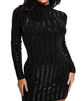 Guess Women's Bailey Sequined Open-Back Bodycon Sweater Dress