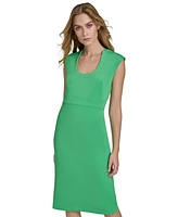 Halston Women's Round-Neck Sleeveless Scuba Sheath