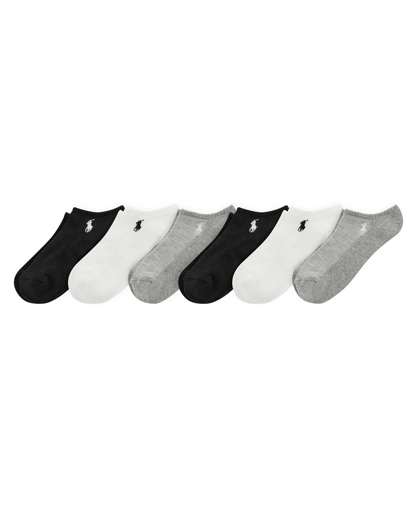 Polo Ralph Lauren Big Girls Mesh 1.5 Cushion Low Cut Socks, 6-Pack