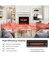 Sugift 20 Inch Electric Fireplace Heater with Realistic Birchwood Ember Bed