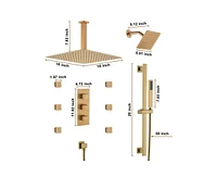 Casainc 4 Function Single Handle Thermostatic Shower Faucet Body Spray