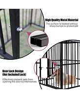 Slickblue Wrought Iron Pet Kennel with Uv Resistant Cover and Security Lock