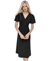 Dkny Women's Bubble-Sleeve Scuba-Crepe Midi Dress