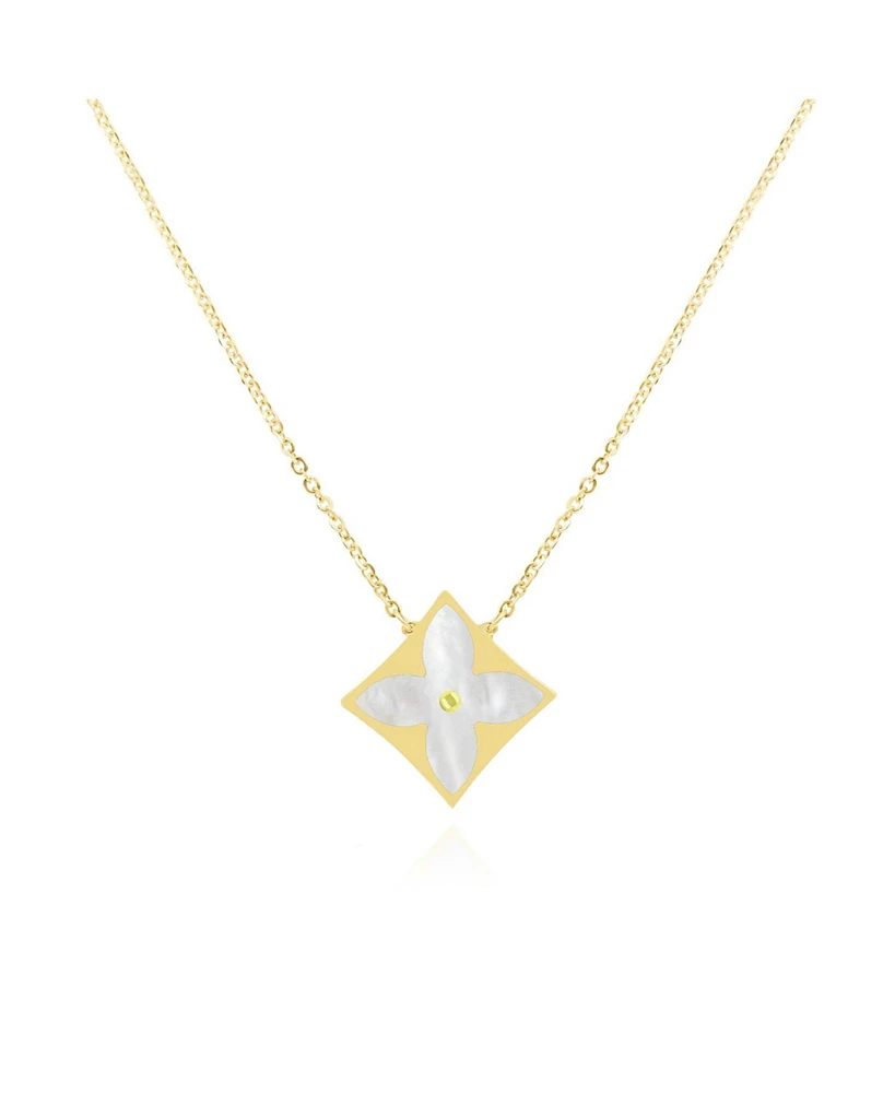 The Lovery Mother of Pearl Luxe Flower Necklace 14K Gold