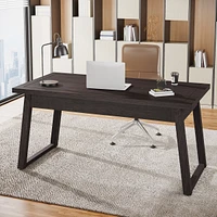 Tribesigns Home Office Executive Desk: 55 Inches Wooden Computer Desk with Drawer, Mid-Century Modern Study Writing Table, Rustic Pc Laptop Desk Works