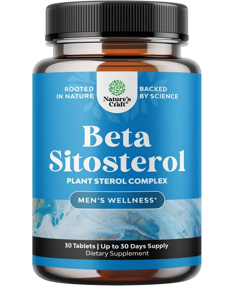 Nature's Craft Plant Sterols + Beta Sitosterol Tablets, 500mg Beta-Sitosterol Sterols & Stanols, Prostate Health Supplement for Men, Nature's Craft
