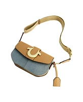 True Religion Licensed Denim Saddle Bag with Oversized Horseshoe Logo