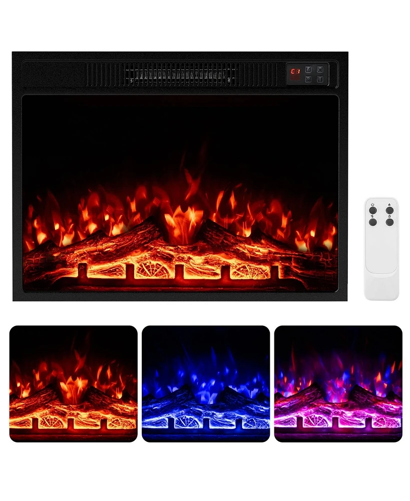 Sugift 23 Inch Electric Fireplace Insert Fireplace Heater with Adjustable Flame Color