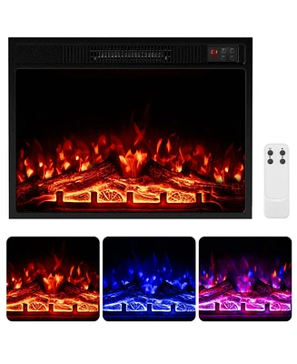 Sugift 23 Inch Electric Fireplace Insert Fireplace Heater with Adjustable Flame Color