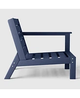 WestinTrends Outdoor Patio Hdpe Right Arm Facing Sectional Navy Blue Corner Club Chair with Patio Cushions