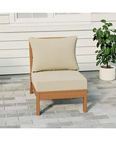 WestinTrends Outdoor Hdpe Deep Seating Modular Armless Patio Teak Chair with Cushions