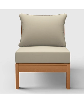 WestinTrends Outdoor Hdpe Deep Seating Modular Armless Patio Teak Chair with Cushions
