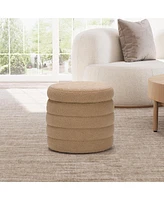 WestinTrends Mid-Century Modern Faux Sherpa Round Storage Ottoman