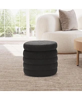 WestinTrends Mid-Century Modern Faux Sherpa Round Storage Ottoman