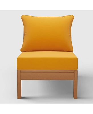 WestinTrends Outdoor Hdpe Deep Seating Modular Armless Patio Teak Chair with Cushions