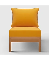 WestinTrends Outdoor Hdpe Deep Seating Modular Armless Patio Teak Chair with Cushions