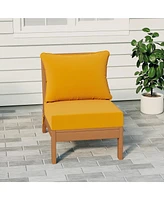 WestinTrends Outdoor Hdpe Deep Seating Modular Armless Patio Teak Chair with Cushions