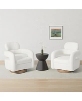 WestinTrends Mid-Century Modern Faux Sherpa Swivel Barrel Accent Chair (Set of 2)