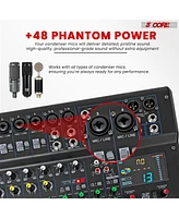 5 Core Audio Dj Mixer 12 Channel Sound Board Console w 99 Dsp Effect 48V Phantom Power