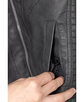 X Ray Boys Lined Moto Pu Leather Jacket With Removable Hood