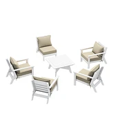 WestinTrends Outdoor 6-Piece White Modular Sectional Patio Furniture Sofa Set