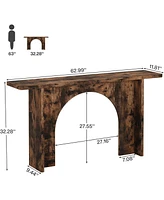 Tribesigns 63-Inch Console Table, Farmhouse Wood Sofa Wall Table Entryway Table with Curved Arch Brace, Thickened Accent Table for Entrance, Hallway,