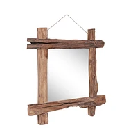 vidaXL Log Mirror Natural 27.6"x27.6"x0" Recycled Teak Wood