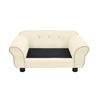 vidaXL Dog Sofa Cream 28.3"x17.7"x11.8" Plush