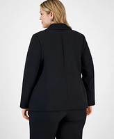 Tahari Asl Plus Long-Sleeve One-Button Blazer