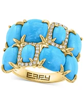 Effy Turquoise & Diamond (1/6 ct. t.w.) Cushion Cluster Ring in 14k Gold